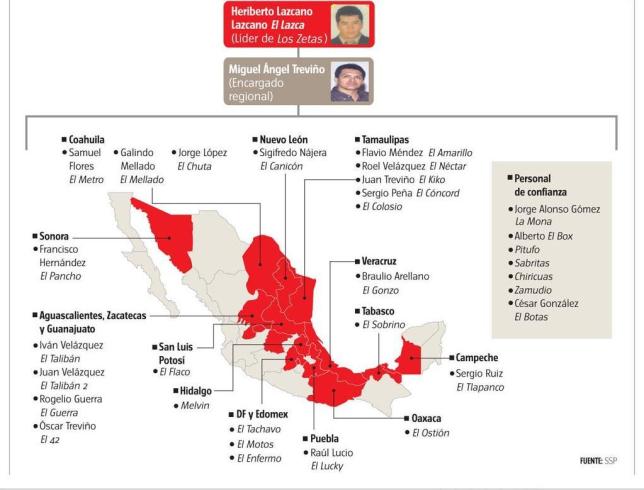 La mitad del país, bajo el mando de Los Zetas Narcos-en-el-pais-mapa-9-de-nov-del-2008-milenio1